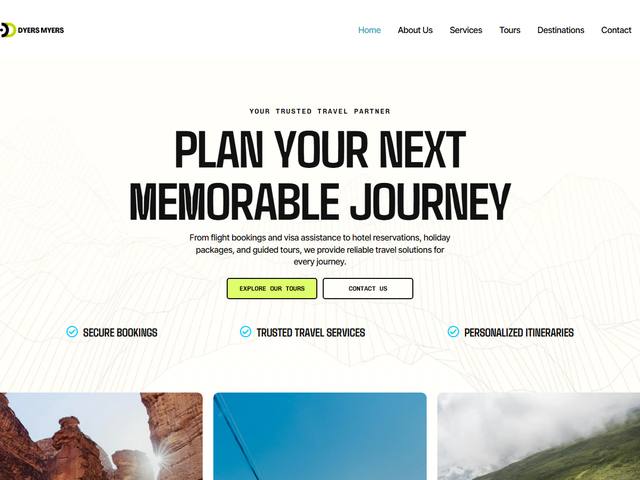 Dyers Myers travel agency website