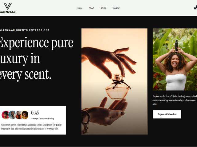 Valenzaar fragrance retailer website